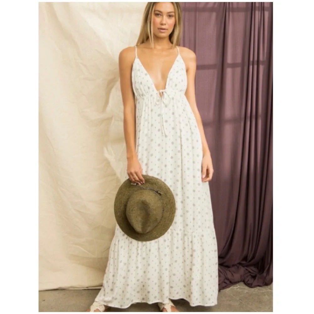 1 LEFT! Mini Floral Ivory Maxi Dress - Picture 3 of 3